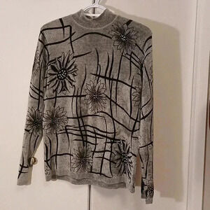 Beautiful  soft Floral gray sweater